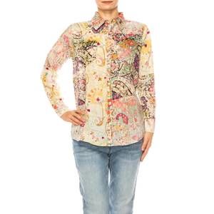 NEW VINTAGE GOA paisley patchwork vintage wash shirt top in taupe